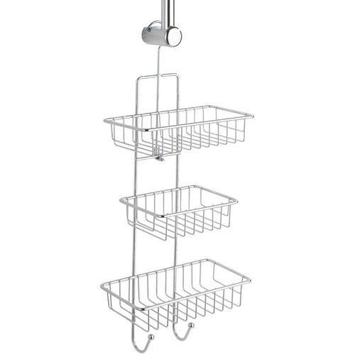 4008838168240 - Duschcaddy Milano 3 Ablagen 2 Haken Silber glänzend Stahl chrom - silber glänzend - Wenko