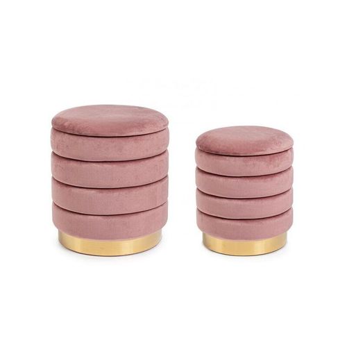 8051836365490 - - Set2 Pouf Container Darina Rosa Antico in Samt