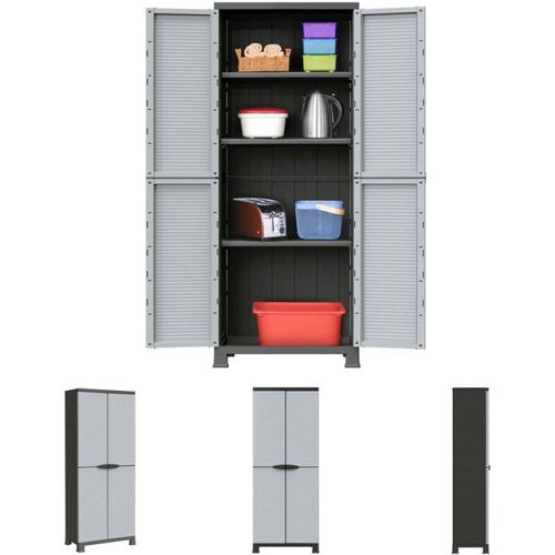 8721032078271 - Longziming - The Living Store Kunststoffschrank 68x39x1715 cm - Aufbewahrungsschränke & Schließfächer - Grau