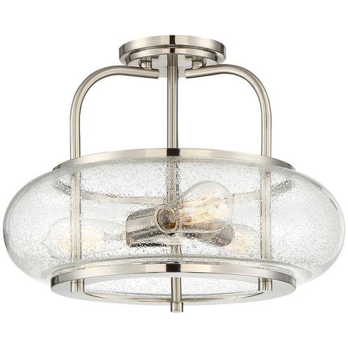 5024005684312 - Quoizel qz-trilogy-sfm-bn Deckenleuchte Trilogy 3xE27 60W Metall Nickel gebürstet Blasenglas H302cm Ø406cm dimmbar