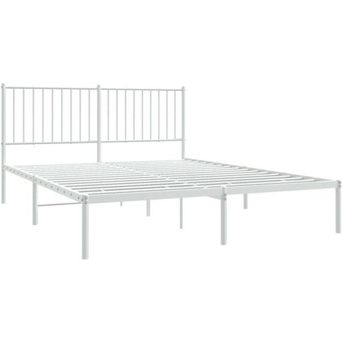 8720845721763 - Bonnevie - BettgestellSchlafzimmerbett mit Kopfteil Metall Weiß 160x200 cm vidaXL