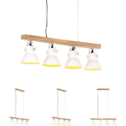 8721031335573 - Happyshopping - The Living Store Deckenlampe Industriestil Weiß E27 Mangoholz - Lampen - Weiß