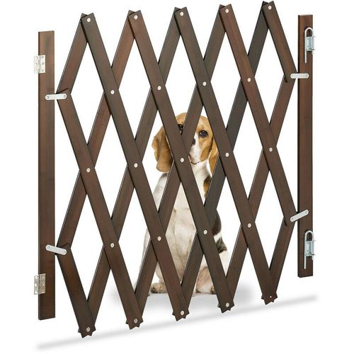 4052025453015 - Hundeabsperrgitter ausziehbar bis 126 cm 70-82 cm hoch Bambus Hunde Schutzgitter für Treppe & Tür braun - Relaxdays