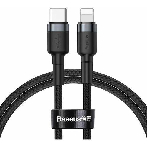 6953156297449 - Baseus Cafule Cable durabel Kabel mit Nylon geflochtenes Ladekabel USB Type C PD   Lightning 18W QC30 1M schwarz-grau (CATLKLF-G1)