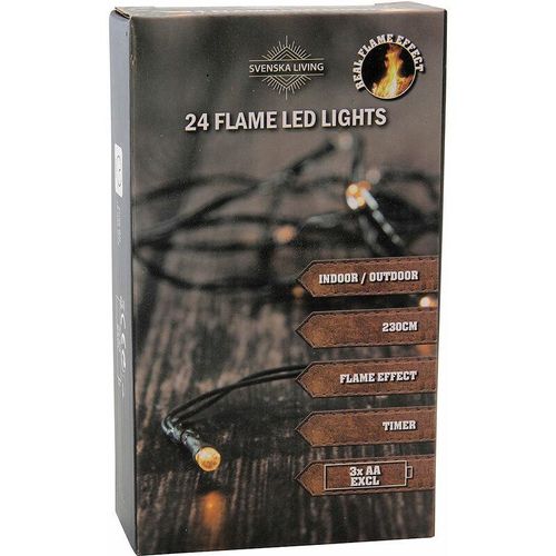 4260700655153 - Flame Lights Lichterkette mit Timer - 24 LED   230 cm - Flammen Effekt Garten Deko Beleuchtung für Außen