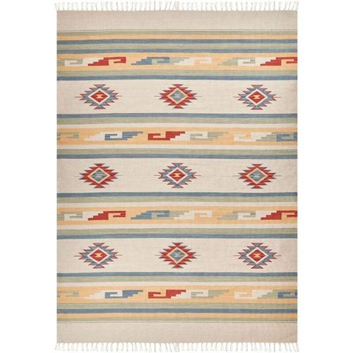 4255664830296 - Beliani - Kelim-Teppich Mehrfarbig Baumwolle 140 x 200 cm mit Fransen Geometrischem Muster Handgewebt Zweiseitig Modern Boho Wohnzimmer Schlafzimmer