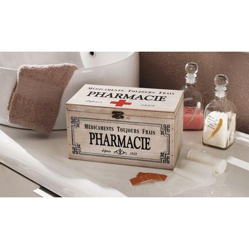 4260482668136 - Dekoleidenschaft - Holzkiste Pharmacie im Shabby Look weiß Erste Hilfe Holzbox Hausapotheke