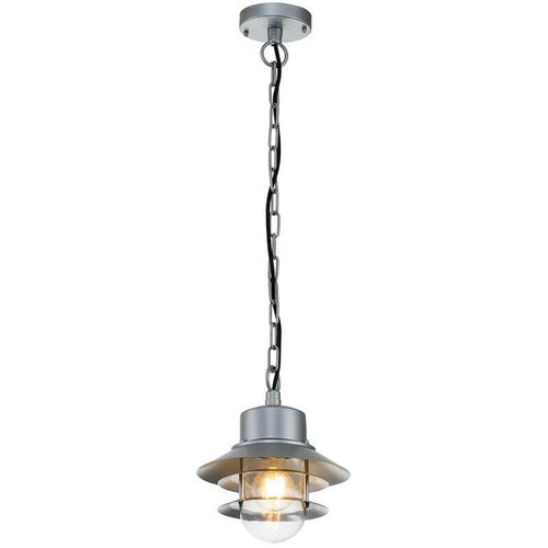 5024005293408 - Lighting COPENHAGEN8-SIL Hängeleuchte Copenhagen E27 40W IP44 Edelstahl Silber klares Glas H375-97cm Ø22cm dimmbar höhenverstellbar - Elstead