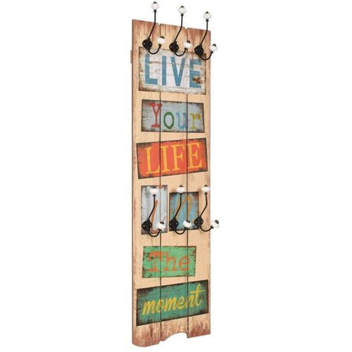 8718475593218 - Wandgarderobe mit 6 Haken 120 x 40 cm LIVE LIFE vidaXL - Mehrfarbig