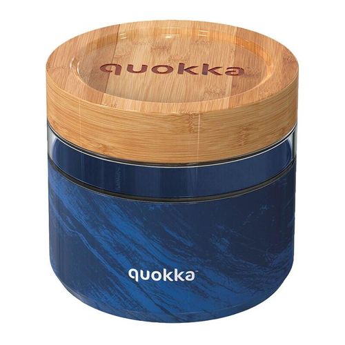 8412497401338 - Quokka Deli Food Jar – Lebensmittelbehälter Brotdose aus Glas 820 ml (Holzmaserung)