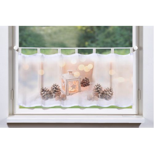 4056751194860 - Scheibengardine HOME WOHNIDEEN LATERNE Gardinen beige (naturfarben) Bistrogardine Fertiggardine Gardine Plissee Schlaufenschal Sonnenschutz-Plissee nach Räumen HxB 45x120