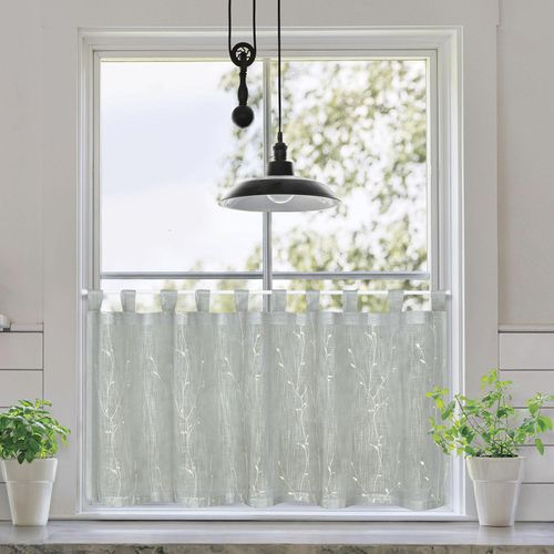 4007863684923 - Scheibengardine Elfi Gardinen beige (creme grau) nach Räumen SB-Schlaufenbistro Bio BW