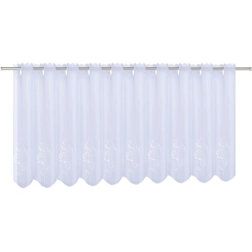 4007863637837 - Scheibengardine Sabine Gardinen Gr 50 cm Durchzuglöcher 150 cm weiß Scheibengardinen transparent Gardine HxB 50x150 mit gestickten Blumendesign 4007863637837 - Scheibengardine Sabine Gardinen Gr 50 cm Durchzuglöcher 150 cm weiß Scheibengardinen transparent Gardine HxB 50x150 mit gestickten Blumendesign