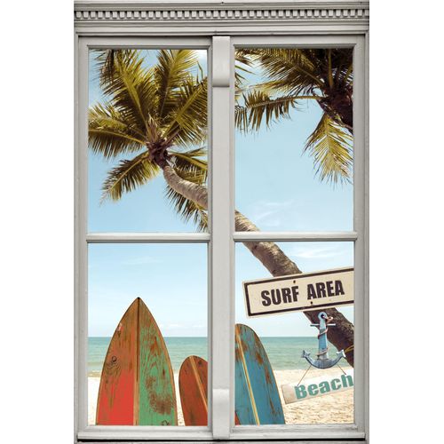 4049009359975 - Wandsticker QUEENCE Surf Area Beach Wandtattoos Gr B H T 40 cm x 60 cm x 01 cm Natur bunt Wandtattoos Natur