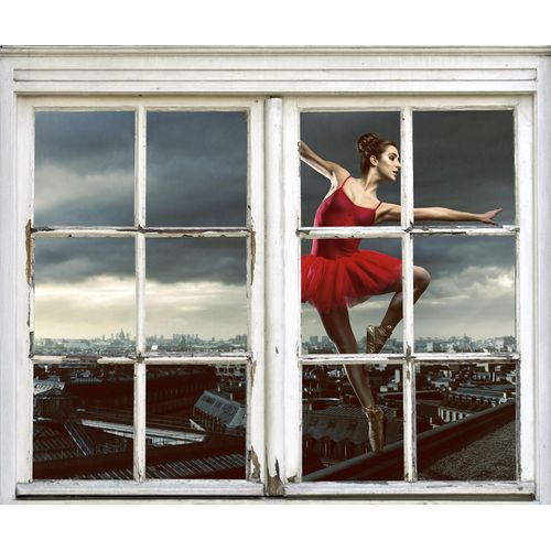 4049009621638 - Wandsticker QUEENCE Ballerina Wandtattoos Gr B H T 40 cm x 60 cm x 01 cm Natur rot Wandtattoos Natur