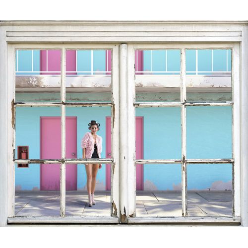4049009358176 - Wandsticker QUEENCE Frau vor Hauswand Wandtattoos Gr B H T 40 cm x 60 cm x 01 cm Natur rosa Wandtattoos Natur