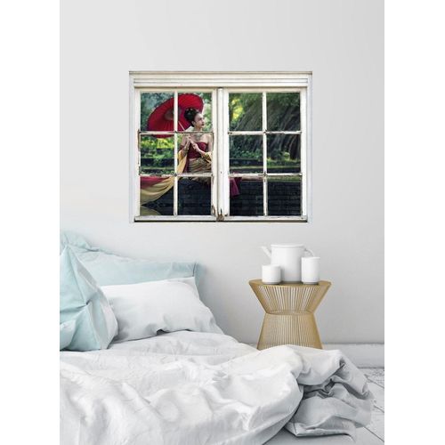 4049009363255 - Wandsticker QUEENCE Frau im Wald Wandtattoos Gr B H T 40 cm x 60 cm x 01 cm Natur rot Wandtattoos Natur