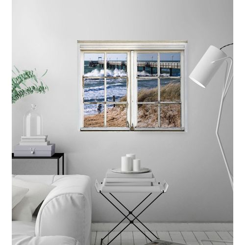 4049009352181 - Wandsticker QUEENCE Steg im Meer Wandtattoos Gr B H T 40 cm x 60 cm x 01 cm Natur blau Wandtattoos Natur