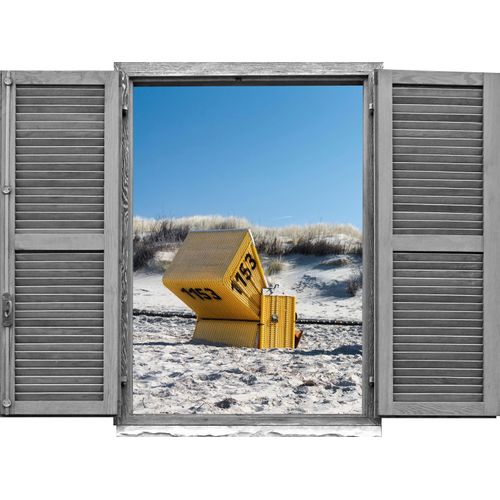4049009066682 - Wandtattoo QUEENCE Strandkorb Wandtattoos Gr B H T 80 cm x 60 cm x 01 cm Natur blau Wandtattoos Natur