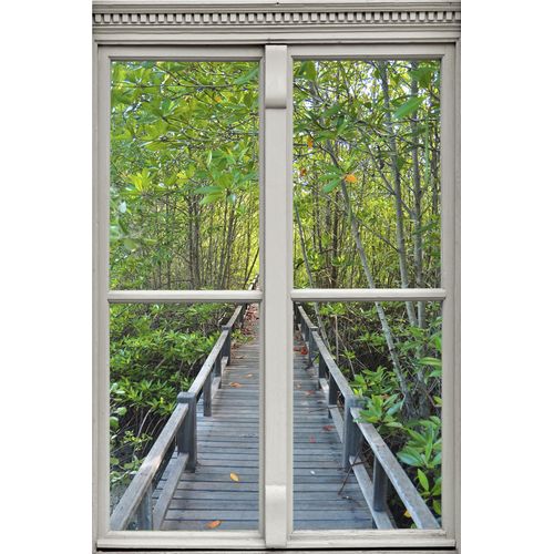 4049009174950 - Wandsticker QUEENCE Brücke im Wald Wandtattoos Gr B H T 40 cm x 60 cm x 01 cm Natur grün Wandtattoos Natur