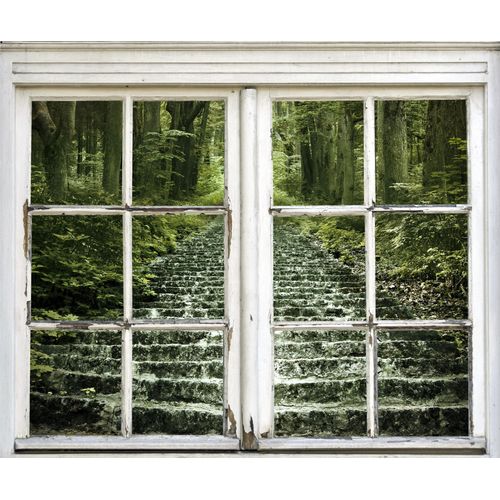 4049009149378 - Wandsticker QUEENCE Treppe im Wald Wandtattoos Gr B H T 40 cm x 60 cm x 01 cm Geographie grün Wandtattoos und Wandsticker