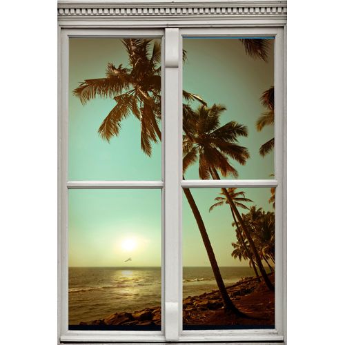 4049009352112 - Wandsticker QUEENCE Palmenstrand Wandtattoos Gr B H T 40 cm x 60 cm x 01 cm Natur grün Wandtattoos Natur
