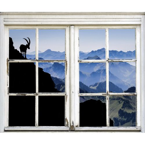 4049009174783 - Wandsticker QUEENCE Steinbock Wandtattoos Gr B H T 40 cm x 60 cm x 01 cm Tiere blau Wandtattoos Tiere