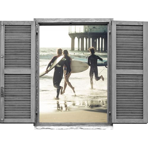 4049009356233 - Wandtattoo QUEENCE Surfer Wandtattoos Gr B H T 80 cm x 60 cm x 01 cm Natur weiß Wandtattoos Natur