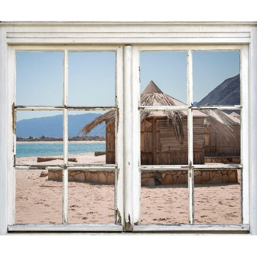 4049009360810 - Wandsticker QUEENCE Häuschen am Meer Wandtattoos Gr B H T 40 cm x 60 cm x 01 cm Natur beige (natur) Wandtattoos Natur