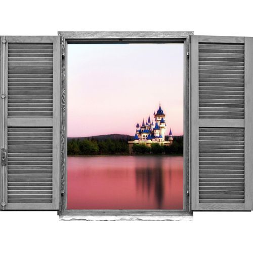 4049009355588 - Wandtattoo QUEENCE Schloss Wandtattoos Gr B H T 80 cm x 60 cm x 01 cm Geographie bunt Wandtattoos und Wandsticker