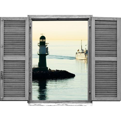 4049009362296 - Wandtattoo QUEENCE Leuchtturm Wandtattoos Gr B H T 80 cm x 60 cm x 01 cm Geographie grau Wandtattoos und Wandsticker