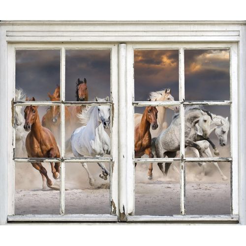 4049009173007 - Wandsticker QUEENCE Pferde Wandtattoos Gr B H T 40 cm x 60 cm x 01 cm Tiere braun Wandtattoos Tiere