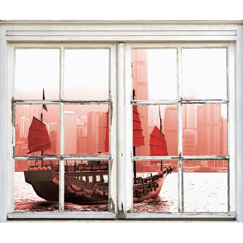 4049009355502 - Wandsticker QUEENCE Schiff Wandtattoos Gr B H T 40 cm x 60 cm x 01 cm Geographie rot Wandtattoos und Wandsticker