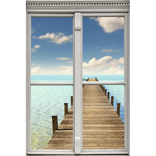 4049009114840 - Wandsticker QUEENCE Steg ins Meer Wandtattoos Gr B H T 40 cm x 60 cm x 01 cm Natur blau Wandtattoos Natur
