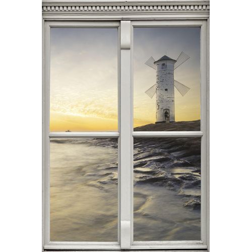 4049009354314 - Wandsticker QUEENCE Leuchtturm Wandtattoos Gr B H T 40 cm x 60 cm x 01 cm Geographie weiß Wandtattoos und Wandsticker