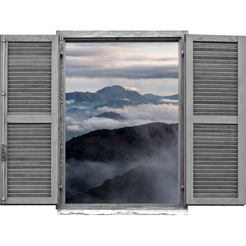 4049009081517 - Wandtattoo QUEENCE Panoramablick über die B Wandtattoos Gr B H T 80 cm x 60 cm x 01 cm Natur braun Wandtattoos Natur