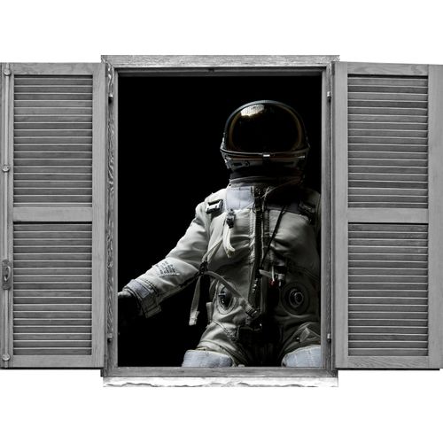 4049009092773 - Wandtattoo QUEENCE Astronaut Wandtattoos Gr B H T 80 cm x 60 cm x 01 cm Natur schwarz Wandtattoos Natur