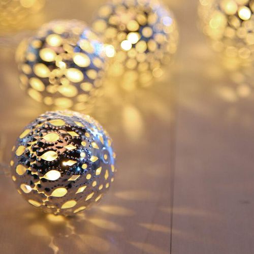 9007371482849 - Globo Lighting - 20x led Kupfer Kugel Lichter Kette x-mas Deko Beleuchtung Weihnachten Lampen silber 2er Set