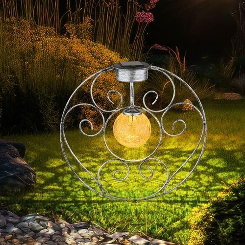 9007371508839 - Solarlampe orientalische Glaskugel Dekoleuchte Gartenlampe Solar Solarleuchte Metall für Außen Metall Glas Erdspieß 1x LED 006W warmweiß LxBxH