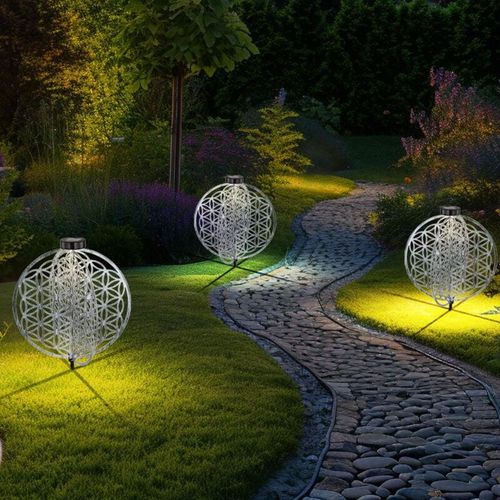 9007371495795 - Solarlampe orientalische Dekoleuchte Gartenlampe Lebensblume Solar Solarleuchte für Außen Metall Erdspieß 1x LED LxBxH 40x40x51 cm 3er Set