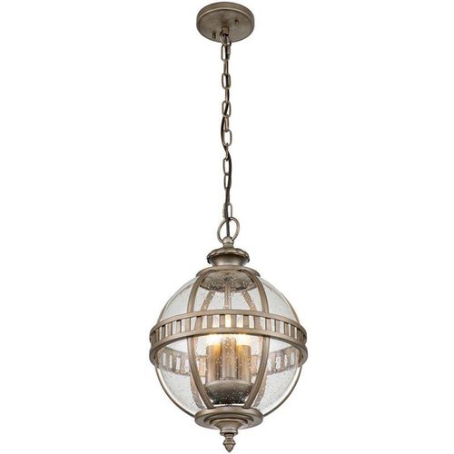 4255596729804 - Außenlampe Aluminium Glas 305 cm breit H max 2362 cm IP44 in Bronze brüniert E14 3-flammig rund