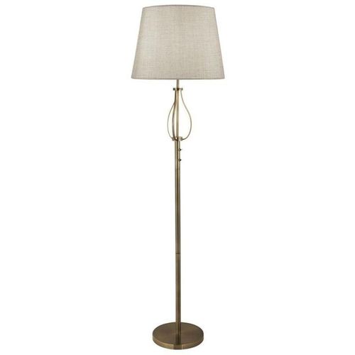 4255596679765 - Licht-erlebnisse - Stehlampe Metall E27 152 cm hoch in Messing Antik Creme rund Modern Stehleuchte