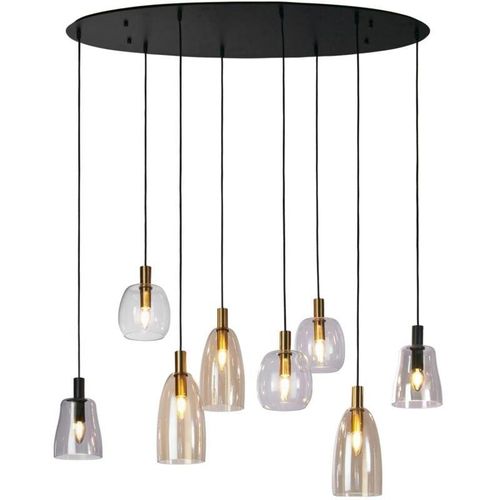 4255596673022 - Licht-erlebnisse - Pendelleuchte Metall Rauchglas h max 140 cm Schwarz Bernstein Rauchgrau E14 rund Vintage 4255596673022 - Licht-erlebnisse - Pendelleuchte Metall Rauchglas h max 140 cm Schwarz Bernstein Rauchgrau E14 rund Vintage