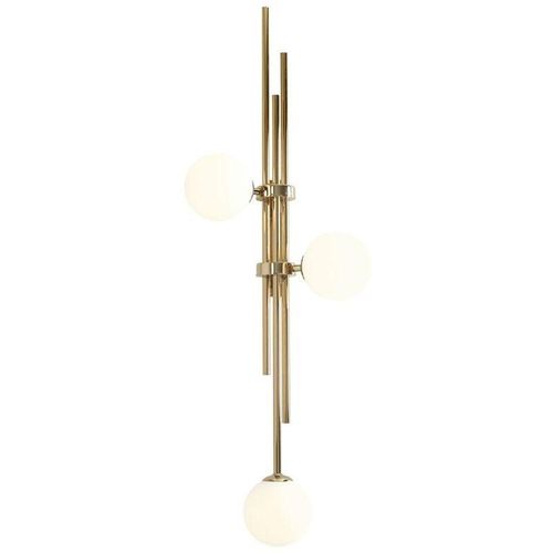 4255596686022 - Licht-erlebnisse - Wandleuchte Metall Glas h 114 cm in Gold Weiß E14 3-flammig Kugelschirm rund Modern