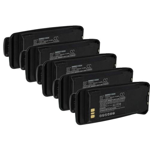 4069099576984 - 5x Akku Ersatz für Motorola PMNN4066A PMNN4077 PMNN4069A für Funkgerät Walkie Talkie (2600 mAh 74 v Li-Ion) + Gürtelclip - Vhbw