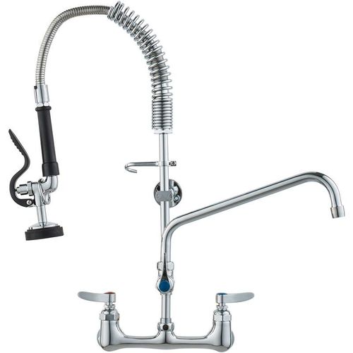 0197988394150 - Mophorn - vevor Kommerzieller Wasserhahn mit Vorspülbrause 63 cm Höhe 305 mm Schwenkauslauf Wandmontage Küchenspülenhahn Messingkonstruktion mit