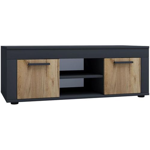 4051814435133 - Holz TV Lowboard Möbel Fernsehschrank Tisch Konsole Fernsehtisch Breite 102 cm Usilo L (Farbe Anthrazit   Honig-Eiche)