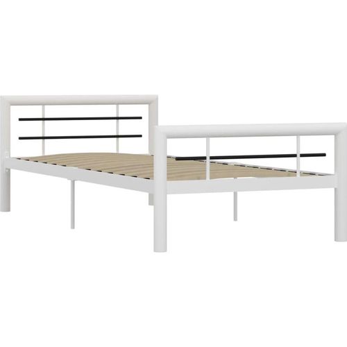 8719883888750 - Bonnevie - BettgestellSchlafzimmerbett Weiß und Schwarz Metall 100 × 200 cm vidaXL