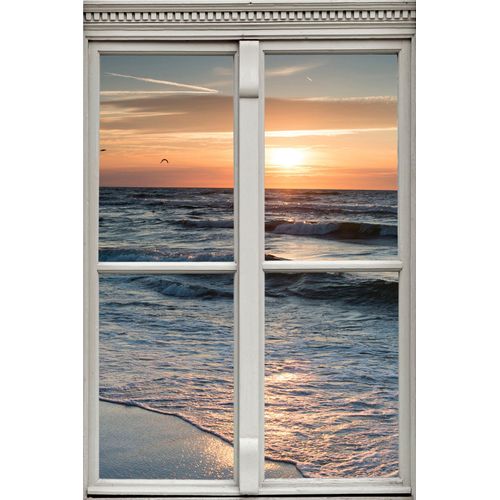 4049009119821 - Wandsticker QUEENCE Sonnenuntergang Wandtattoos Gr B H T 40 cm x 60 cm x 01 cm Natur orange Wandtattoos Natur