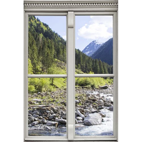 4049009250340 - Wandsticker QUEENCE Fluss im Wald Wandtattoos Gr B H T 40 cm x 60 cm x 01 cm Natur grün Wandtattoos Natur